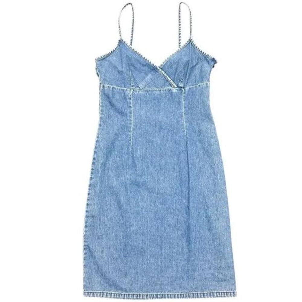 Vintage y2k Old Navy Denim Jean Slip Dress boho indie festival Size 4